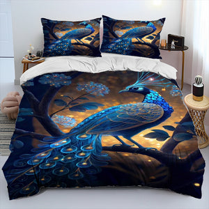 Peacock Print Duvet Cover Bedding Set