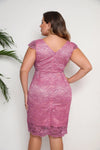 Plus Size Sleeveless Lace Evening Dress