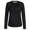 Sequinned Long Sleeve Crew Neck Pullover Blouse