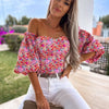 Off The Shoulder Floral Print Blouse