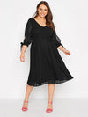 Plus Size 3/4 Sleeve V-neck Dress