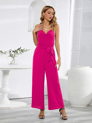 Sleeveless Open Back Solid Color Chic Jumpsuit