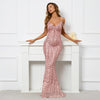 Sequin Sleeveless V-neck Maxi Evening Dress