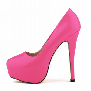 Round Toe High Heel Platform Pumps