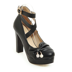 Square Heels Platform Mary Jane Elegant High Heel Pumps