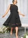 Plus Size Sleeveless Mesh Panel Black Dress