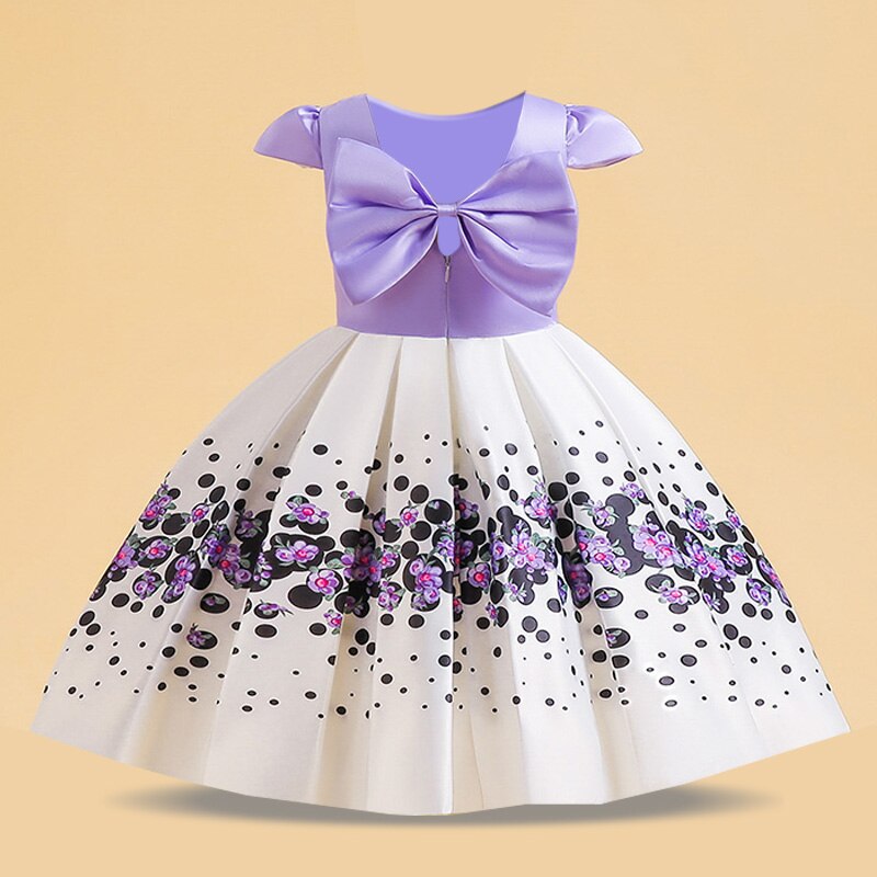 Elegant Girls Cute Bow Detail Formal Birthday Party Dress