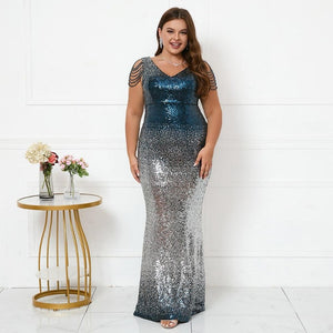 Plus Size Sequin Maxi Butterfly Sleeve Evening Dress - http://chicboutique.com.au