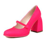 Mary Jane Block Heels Round Toe Pumps