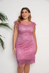 Plus Size Sleeveless Lace Evening Dress