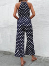 Halter Neck Wide Leg Polka Dot Jumpsuit