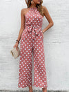 Halter Neck Wide Leg Polka Dot Jumpsuit