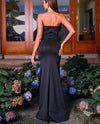 Strapless Black Side Bows Evening Dress