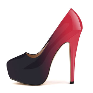 Round Toe High Heel Platform Pumps