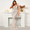 V Neck Sequin Long Evening Dress