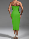 Green Body-con Ruffle Strapless Evening Dress
