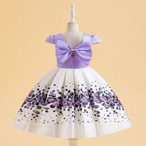 Elegant Girls Cute Bow Detail Formal Birthday Party Dress