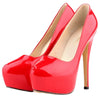 Round Toe Patent Leather Platform Pumps