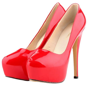 Round Toe High Heel Platform Pumps