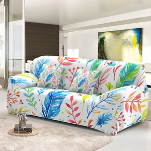 Elastic Feather Print Sofa Cover Couch Cover