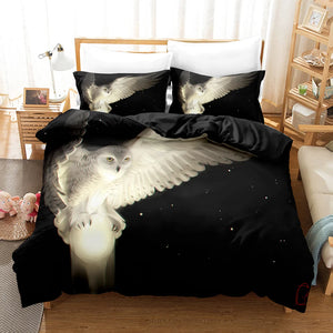 Owl Print Duvet Cover Set With Pillowcase