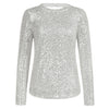 Sequinned Long Sleeve Crew Neck Pullover Blouse