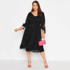 Plus Size 3/4 Sleeve V-neck Dress