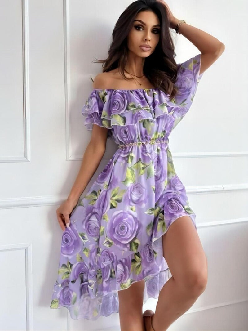 Floral Off The Shoulder Ruffle Dress