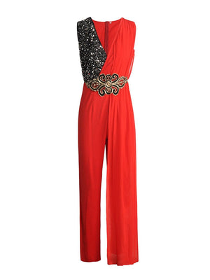 Sequin V-Neck Sleeveless Jumpsuit - http://chicboutique.com.au