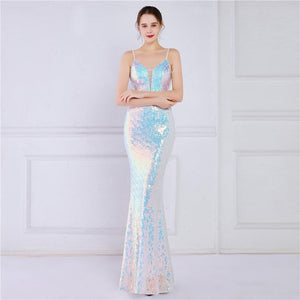 Spaghetti Strap Sequin Evening Dress - http://chicboutique.com.au