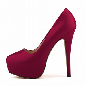 Round Toe High Heel Platform Pumps