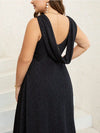 Elegant V Neck Sleeveless Draped Long Dress