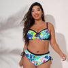Plus Size Colourful Print Lace Up Swimwear - http://chicboutique.com.au