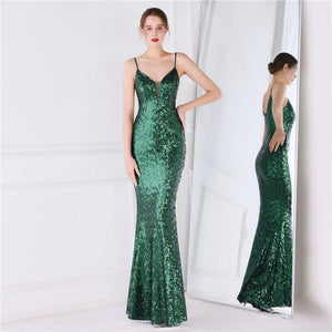 Spaghetti Strap Sequin Evening Dress - http://chicboutique.com.au