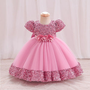 Girls Sequin Butterfly Sleeve Dress