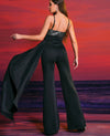 Black Draped Sexy Slim Formal Jumpsuit