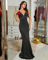 Elegant Strapless Black Mermaid Evening Dress