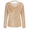 Sequinned Long Sleeve Crew Neck Pullover Blouse