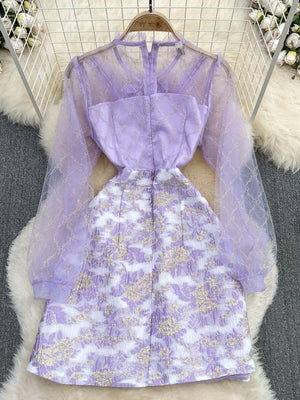 Embroidery Lace Long Sleeve Floral Mini Dress - http://chicboutique.com.au