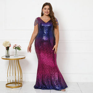 Plus Size Sequin Maxi Butterfly Sleeve Evening Dress - http://chicboutique.com.au