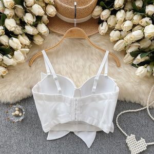 Flower Decoration Adjustable Straps Crop Top