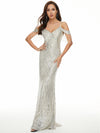 Sequin Maxi Tassel Sleeves Evening Dress