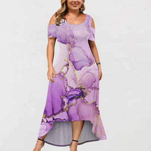 Plus Size Ink Painting Off The Shoulder Dress