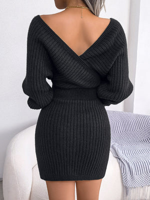 Solid Color Off The Shoulder Knitted Dress