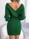 Solid Color Off The Shoulder Knitted Dress