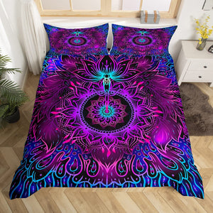 Bohemian Mandala Exotic Floral Prints Duvet Cover Set