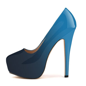 Round Toe High Heel Platform Pumps