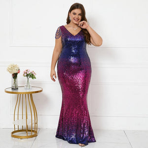 Plus Size Sequin Maxi Butterfly Sleeve Evening Dress - http://chicboutique.com.au