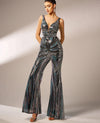 V Neck Sequin Chic High Quality Luxury Jumpsuit