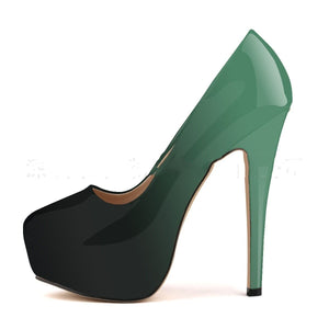 Round Toe High Heel Platform Pumps